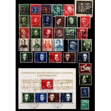 Samling af enkeltmærker og miniark på planche. Høj katalogværdi. Alle stemplet.